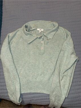 bp Mint Green V-Neck Collared Sweater